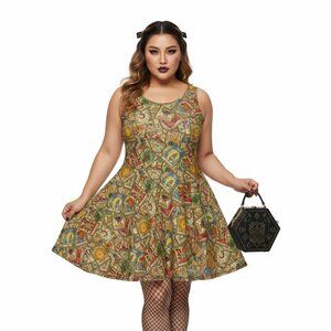 Plus Size Tarot Whimsigoth Goth Skater Dress